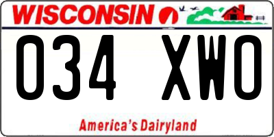 WI license plate 034XWO