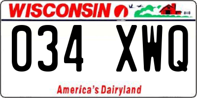 WI license plate 034XWQ