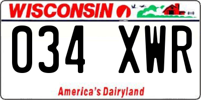 WI license plate 034XWR