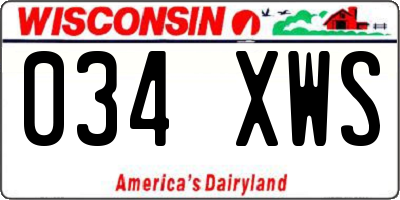 WI license plate 034XWS