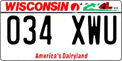 WI license plate 034XWU
