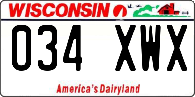 WI license plate 034XWX