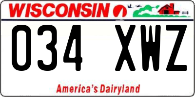 WI license plate 034XWZ