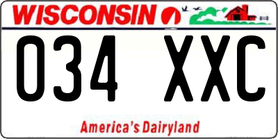 WI license plate 034XXC