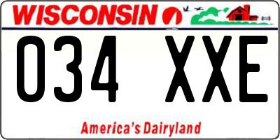 WI license plate 034XXE