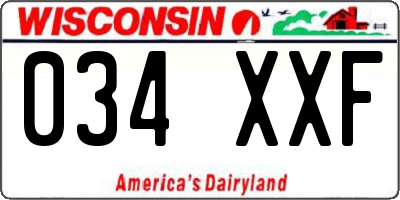 WI license plate 034XXF