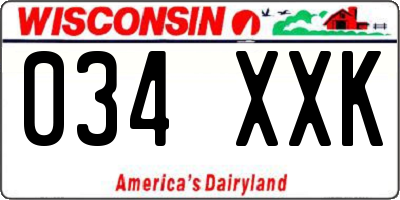 WI license plate 034XXK
