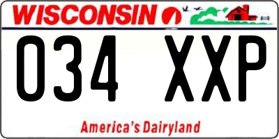 WI license plate 034XXP