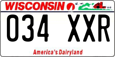 WI license plate 034XXR