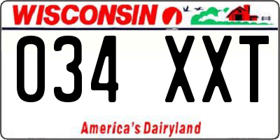 WI license plate 034XXT