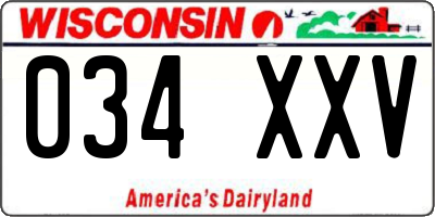 WI license plate 034XXV