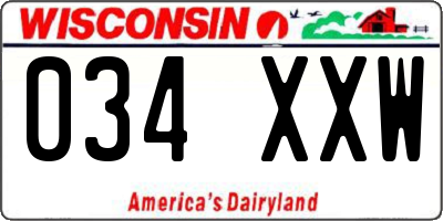 WI license plate 034XXW