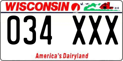 WI license plate 034XXX