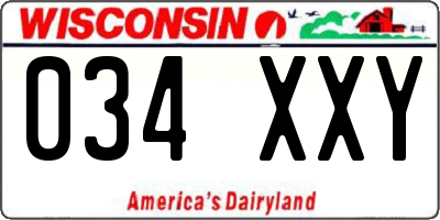 WI license plate 034XXY