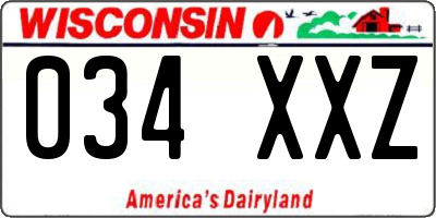 WI license plate 034XXZ