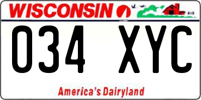 WI license plate 034XYC