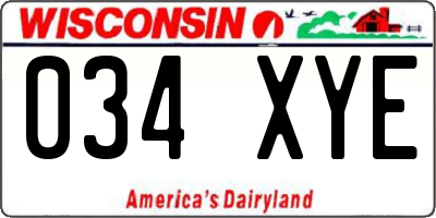 WI license plate 034XYE