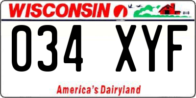 WI license plate 034XYF