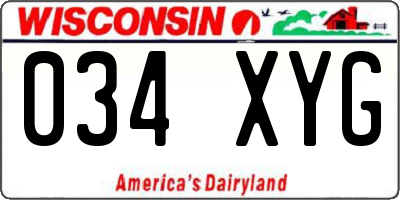 WI license plate 034XYG