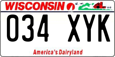 WI license plate 034XYK