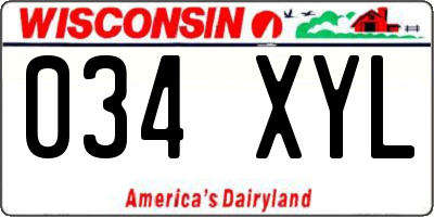 WI license plate 034XYL