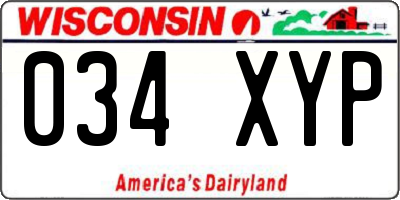 WI license plate 034XYP