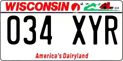 WI license plate 034XYR