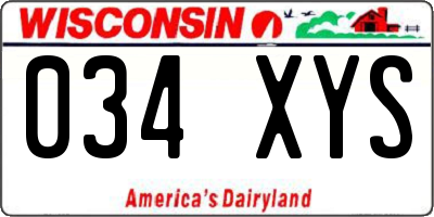 WI license plate 034XYS