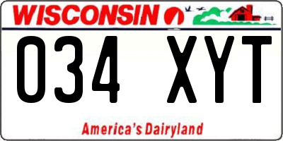 WI license plate 034XYT