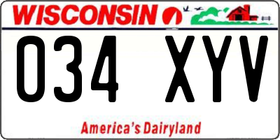 WI license plate 034XYV