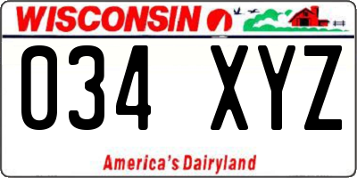 WI license plate 034XYZ