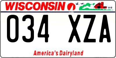 WI license plate 034XZA
