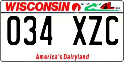 WI license plate 034XZC