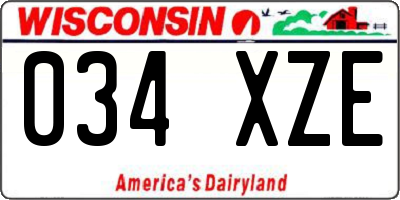 WI license plate 034XZE