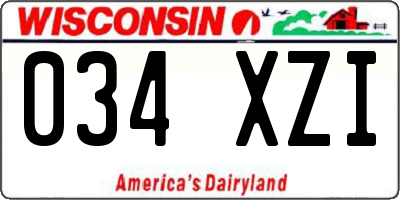 WI license plate 034XZI