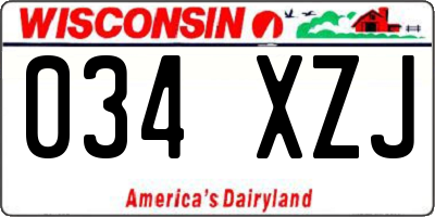 WI license plate 034XZJ