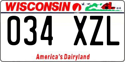 WI license plate 034XZL