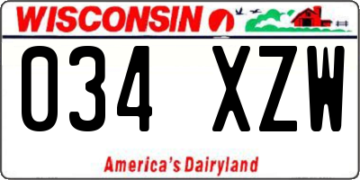 WI license plate 034XZW