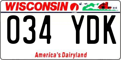 WI license plate 034YDK