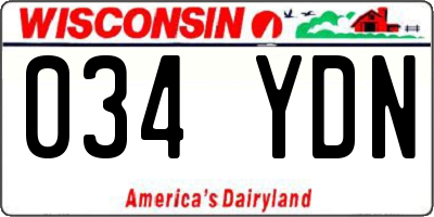 WI license plate 034YDN