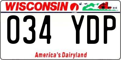 WI license plate 034YDP