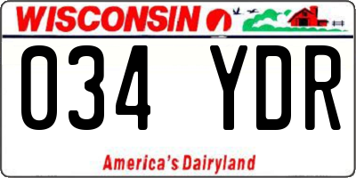 WI license plate 034YDR