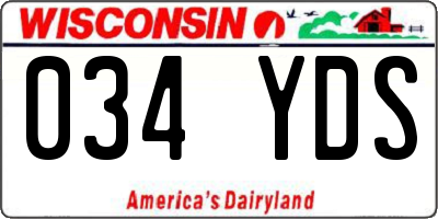 WI license plate 034YDS