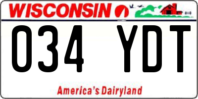 WI license plate 034YDT