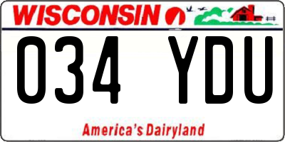 WI license plate 034YDU