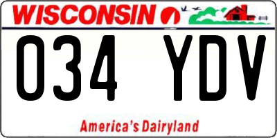 WI license plate 034YDV