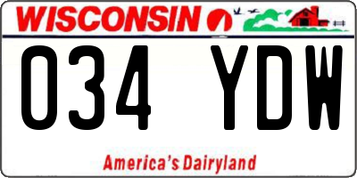 WI license plate 034YDW