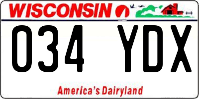 WI license plate 034YDX