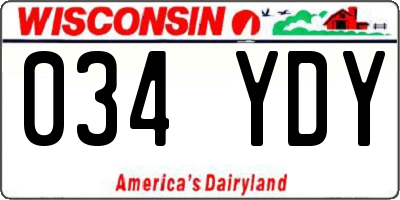 WI license plate 034YDY