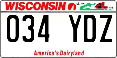 WI license plate 034YDZ